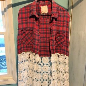 Custom Made Recycled Flannel, Doily Vest